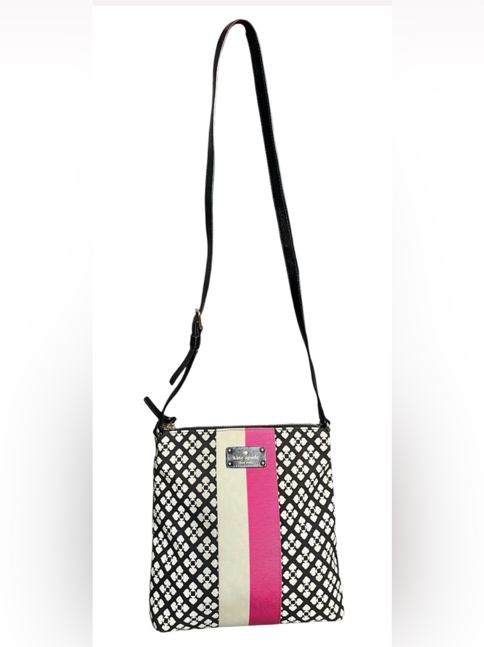 kate spade Black Crossbody with Pink & Cream Center Stripe - Picture 2 of 6